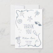 Handgezeichnete Strand-Doodle Danke-Junggesellinne Dankeskarte (Vorderseite)