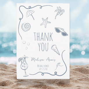 Handgezeichnete Strand-Doodle-Dankeschön-Brautabsc Dankeskarte
