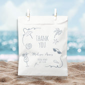 Handgezeichnete Strand-Doodle-Danksagung Brautpart Geschenktütchen