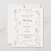 Handgezeichnete Strand-Sand-Elfenbein-Hochzeitsein (Vorderseite)