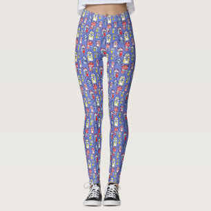 Handgezeichnete Strandhütten auf blau Leggings