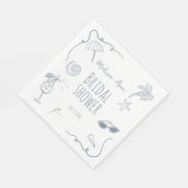 Handgezeichnete Strandidyll-Illustrationen Brautdu Serviette (Ecke)