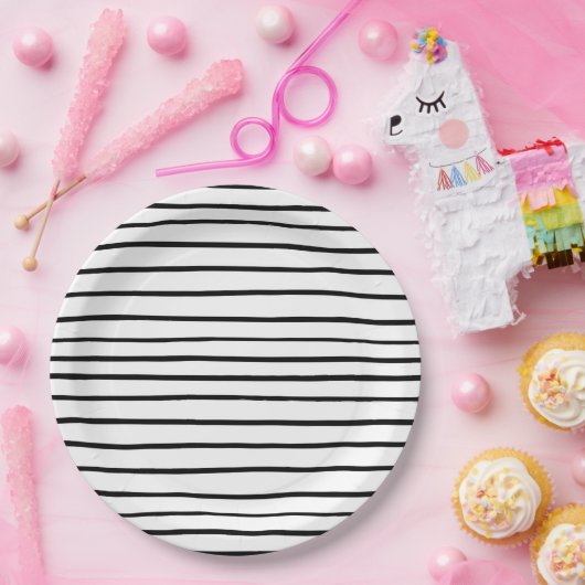 Handgezeichnete Streifen Schwarz-Weiß-Papierplatte Pappteller (Party)