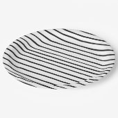 Handgezeichnete Streifen Schwarz-Weiß-Papierplatte Pappteller (Schrägansicht)