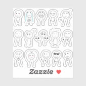 Handgezeichnete Strichmännchen Funny Stickman Reak Aufkleber (Blatt)