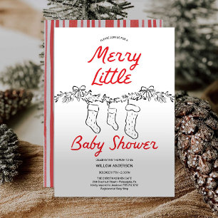 Handgezeichnete Strümpfe Merry Little Baby Shower Einladung