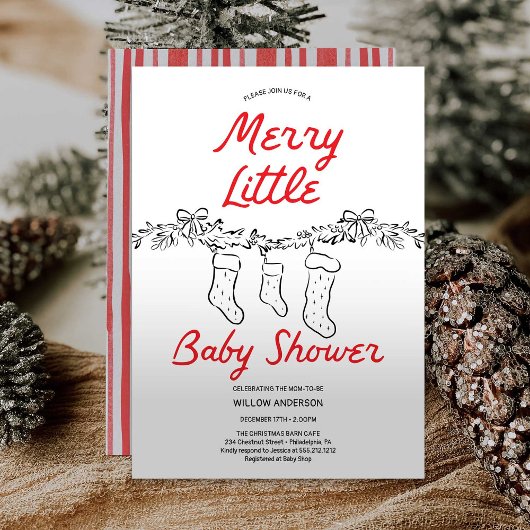 Handgezeichnete Strümpfe Merry Little Baby Shower Einladung