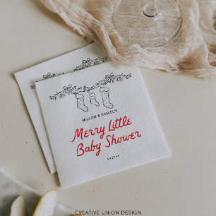 Handgezeichnete Strümpfe Merry Little Baby Shower Serviette