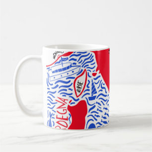 handgezeichnete stylisierte Karte Italiens. Reiser Kaffeetasse