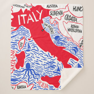 handgezeichnete stylisierte Karte Italiens. Reiser Sherpadecke