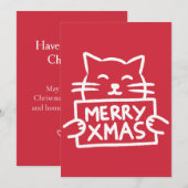 Handgezeichnete süße Katze Frohe Weihnachten (Vorne/Hinten)