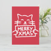 Handgezeichnete süße Katze Frohe Weihnachten (Stehend Vorderseite)