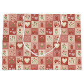 Handgezeichnete süße Patchwork-Arbeit - Große Gesc Geschenktüte (Vorderseite)