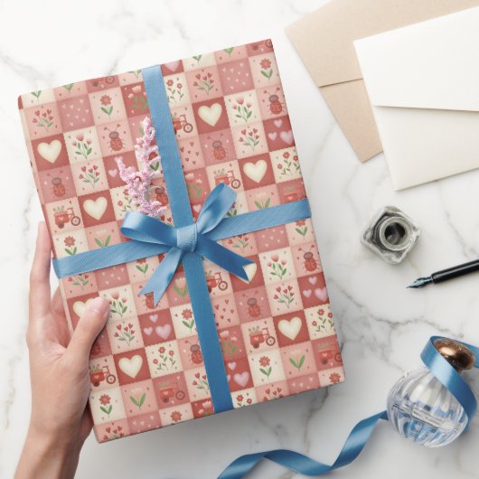 Handgezeichnete süße Patchwork - Geschenkpapierrol Geschenkpapier (Schenken)