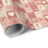 Handgezeichnete süße Patchworkarbeit - Geschenkpap Geschenkpapier (Rolleneckpunkt)