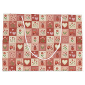 Handgezeichnete süße Patchworkarbeit - Große Gesch Große Geschenktüte (Rückseite)