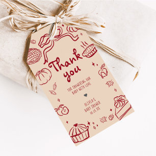 Handgezeichnete Süsse Pie Autumn Baby Shower Fevor Geschenkanhänger