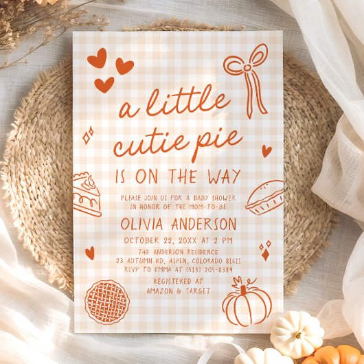 Handgezeichnete Süsse Pie Babydusche Einladung