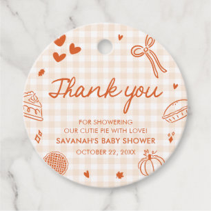 Handgezeichnete Süsse Pie Babydusche Geschenkanhänger
