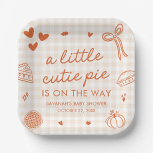 Handgezeichnete Süsse Pie Babydusche Pappteller