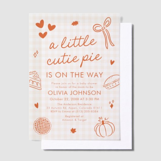 Handgezeichnete Süsse Pie Babydusche Pergament Einladungen (Versetzt)