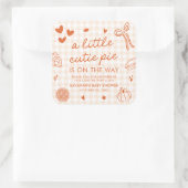 Handgezeichnete Süsse Pie Babydusche Quadratischer Aufkleber (Tasche)