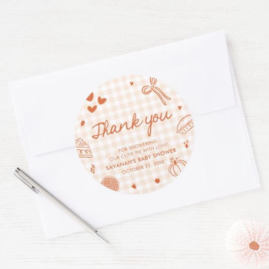 Handgezeichnete Süsse Pie Babydusche Runder Aufkleber (Umschlag)