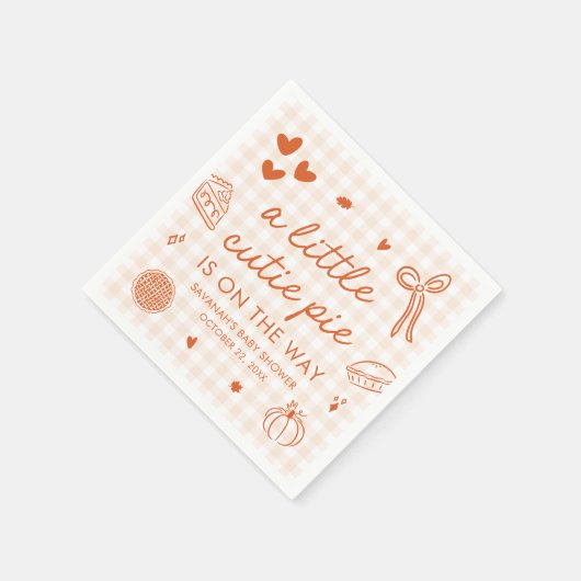 Handgezeichnete Süsse Pie Babydusche Serviette (Ecke)