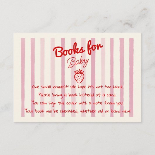 Handgezeichnete Sweet Baby Strawberries Buchanfrag Begleitkarte (Vorderseite)