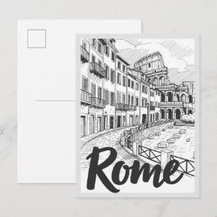Handgezeichnete Szene Rom Italien Wahrzeichen Postkarte