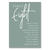 Handgezeichnete Tabelle ACHTUNG + Gast-Namen Tischnummer (Rückseite)