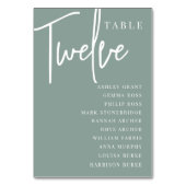 Handgezeichnete Tabelle TWELVE + Gästennamen Tischnummer (Vorderseite)