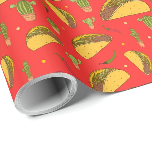 Handgezeichnete Tacos und Chiles mexikanische Food Geschenkpapier (Rolleneckpunkt)