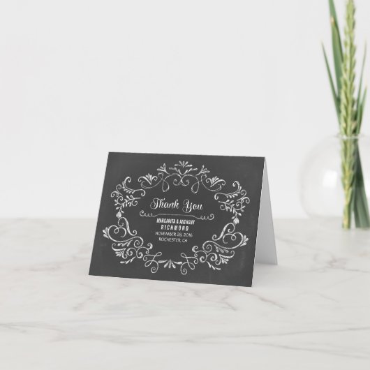 handgezeichnete Tafel Hochzeit danke Karten (Vorderseite)