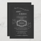 Handgezeichnete Tauben Rustikale Hochzeit Einladung (Vorne/Hinten)