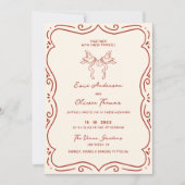 Handgezeichnete Terracotta-Rahmen Hochzeit Einladung (Vorderseite)