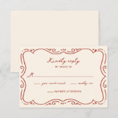 Handgezeichnete Terracotta-Rahmen Hochzeit RSVP Karte (Vorne/Hinten)