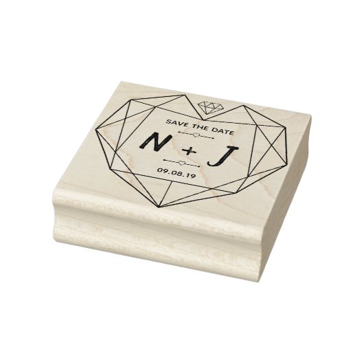 Handgezeichnete Text-Monogramm-Linien Herd Diamant Gummistempel (Stempel)