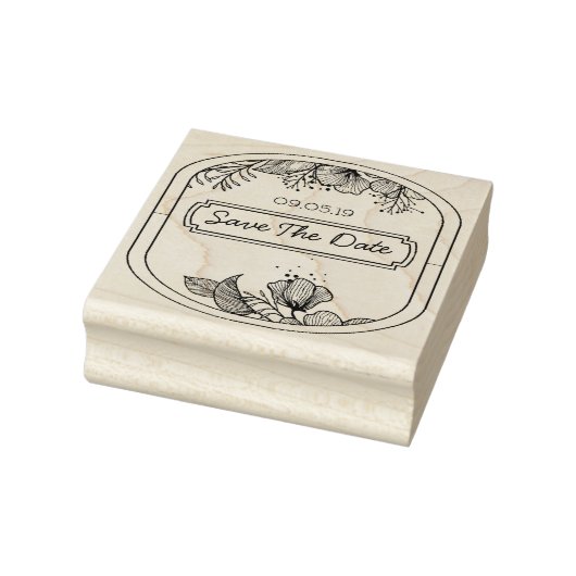 Handgezeichnete Text-Monogramm Rahmen Blumenmuster Gummistempel (Stempel)