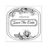 Handgezeichnete Text-Monogramm Rahmen Blumenmuster Permastempel (Design)