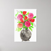 Handgezeichnete Tinte Doodle Rosa und Rote Wasserf Leinwanddruck (Vorderseite)