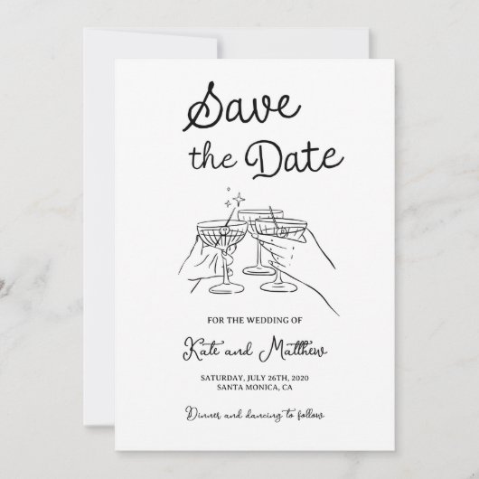 Handgezeichnete Toast Save the Date Einladung (Vorderseite)