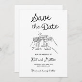 Handgezeichnete Toast Save the Date Einladung (Vorne/Hinten)