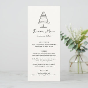 Handgezeichnete Torte Doodle Moderne Hochzeit Menükarte