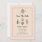 handgezeichnete, trendige und trendige Hochzeit Einladung (Vorderseite)