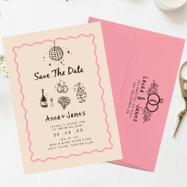 handgezeichnete, trendige und trendige Hochzeit Einladung