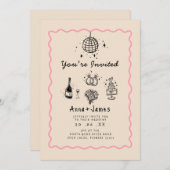 handgezeichnete, trendige und trendige Hochzeit Einladung (Vorne/Hinten)