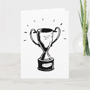 Handgezeichnete Trophäe Retro Schwarz-Weiß-Auszeic Karte