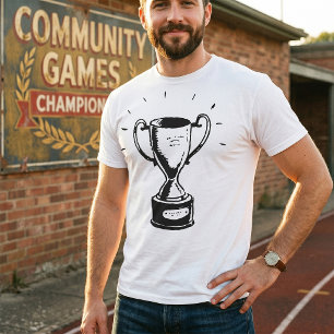 Handgezeichnete Trophäe Retro Schwarz-Weiß-Auszeic T-Shirt