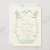 Handgezeichnete Tropical Cowboy Beach Hochzeit Einladung (Vorderseite)